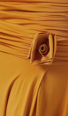 Off Shoulder Pleated Split Maxi Dress