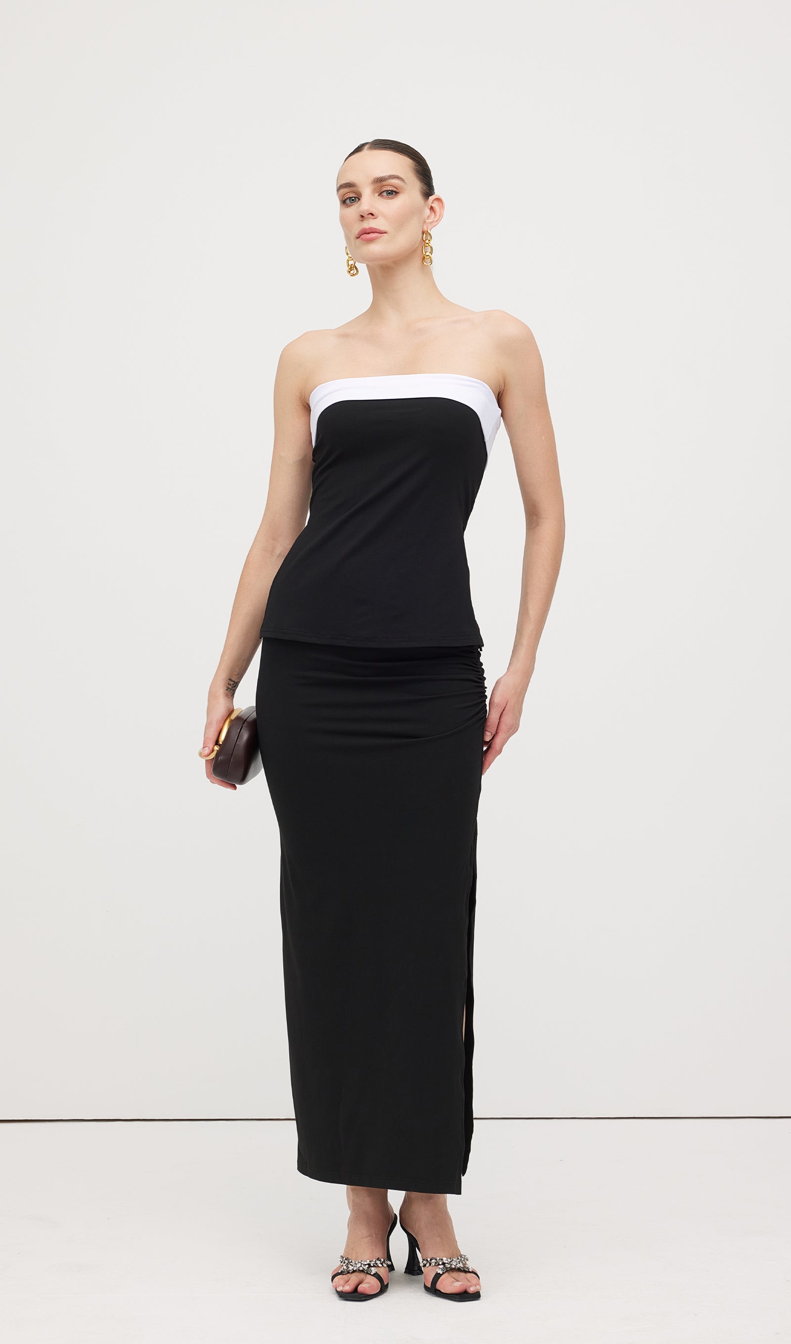 Solid Split Maxi Skirt