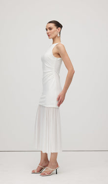 Sheer Overlay Midi Dress