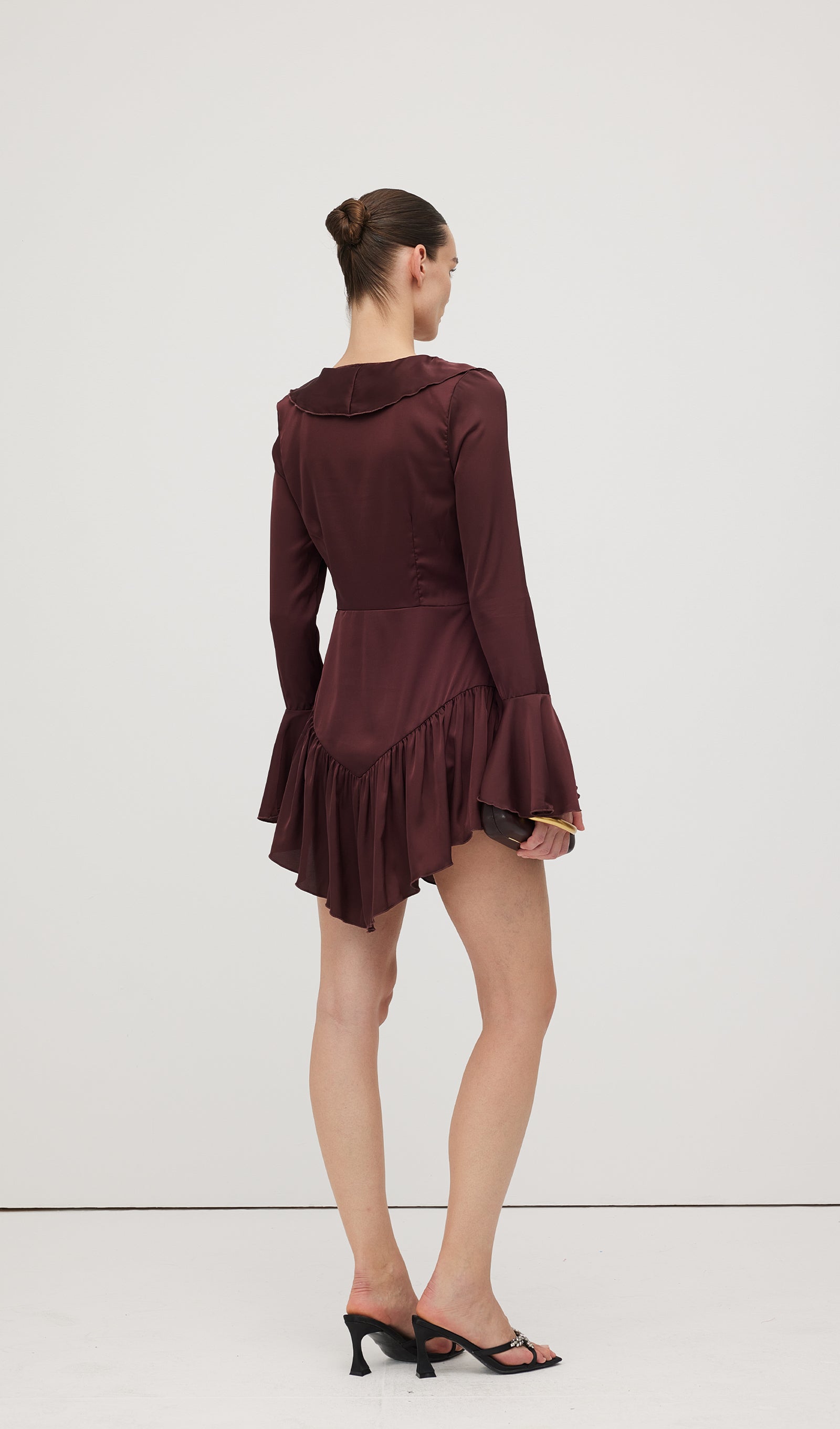 Ruffled Satin Mini Dress