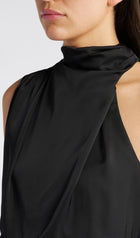 Asymmetric Satin Midi Dress