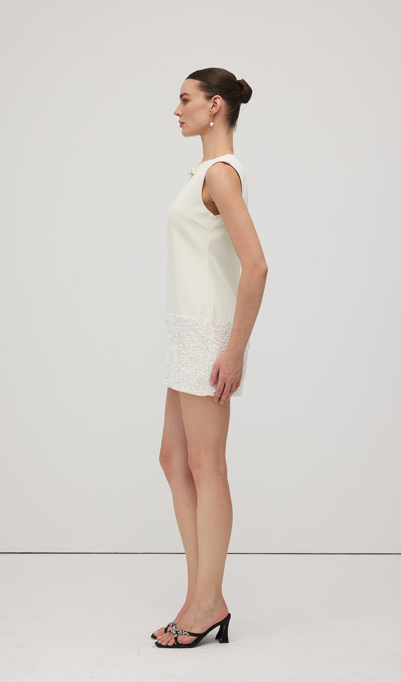 Sleeveless Bow Sequined Mini Dress