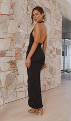 Halter Neck Ruched Bottom Midi Dress