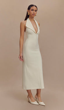 Crepe Halter Midi Dress