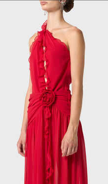One Shoulder Georgette Maxi Dress