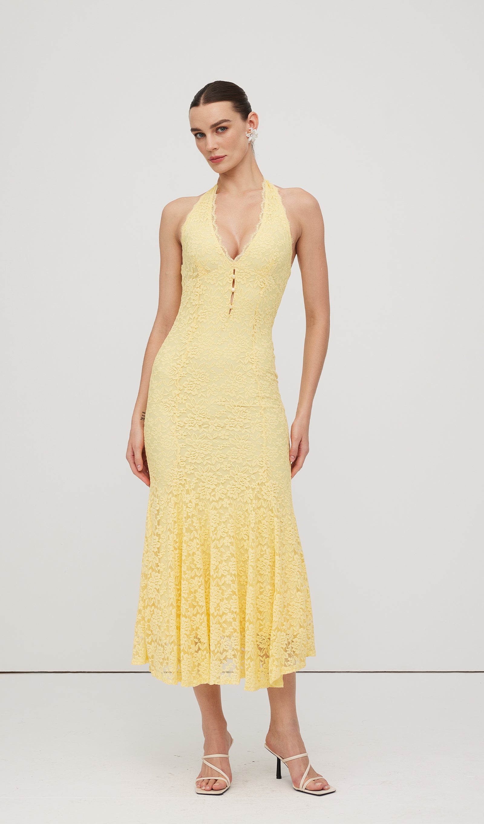 Halter Lace Midi Dress