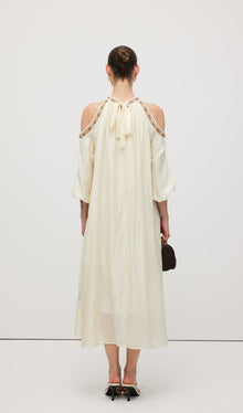 Embroidered Off Shoulder Midi Dress