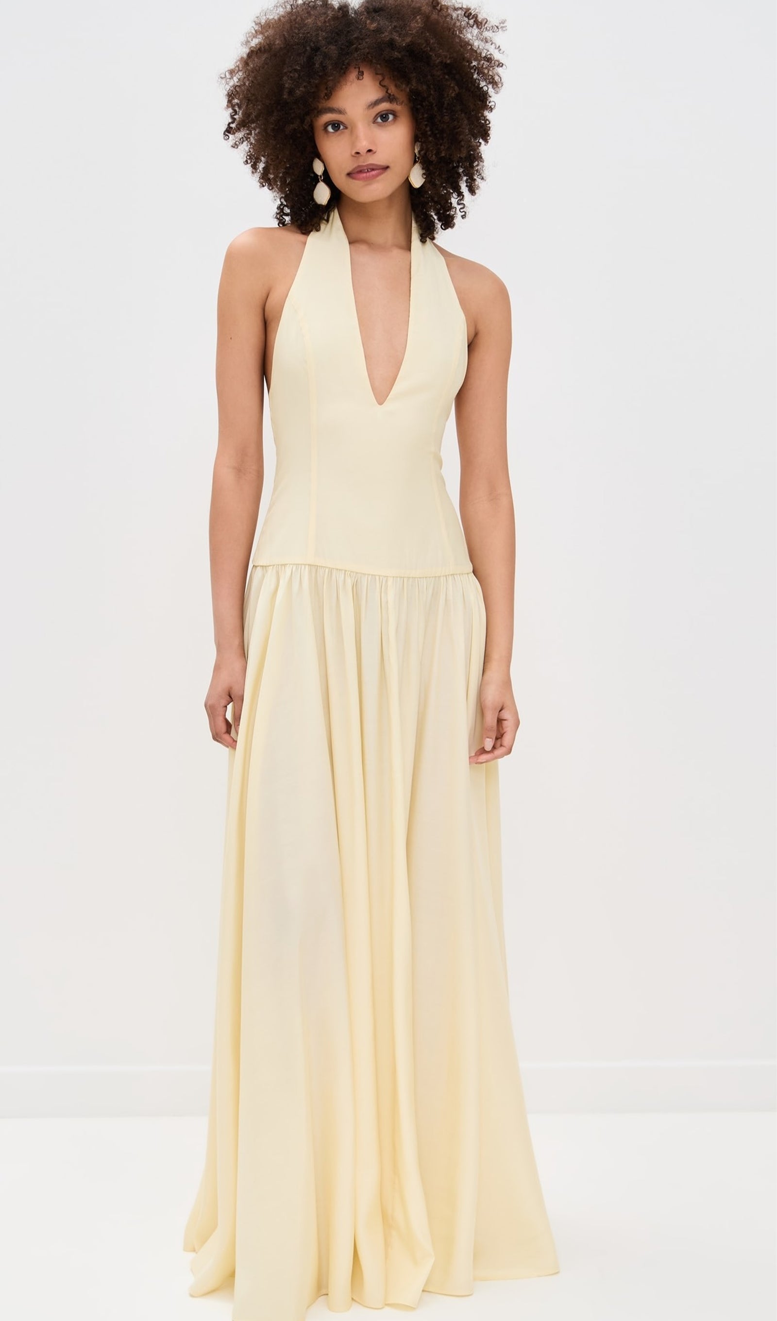 Halter V Neck Maxi Dress