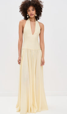 Halter V Neck Maxi Dress