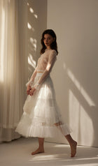 Lace Pleated Panel Skirt