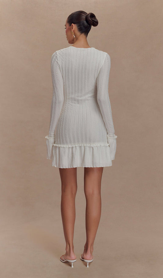Pointelle Long Sleeve Mini Dress