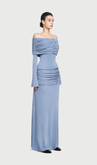 Jersey Draped Off-shoulder Maxi Dress