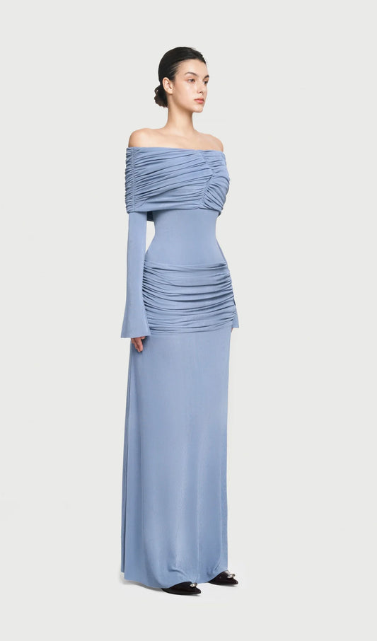 Jersey Draped Off-shoulder Maxi Dress