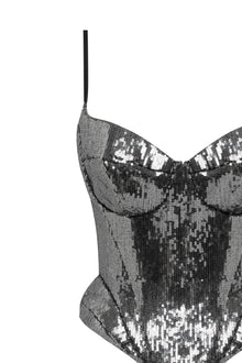 Sequin Spaghetti Strap Corset Top and Skirt Two-Piece Set