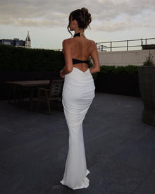 Sleeveless Backless Ruched Splicing Bodycon Dress
