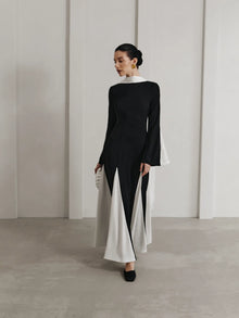 Knitted maxi dress with triangular inserts