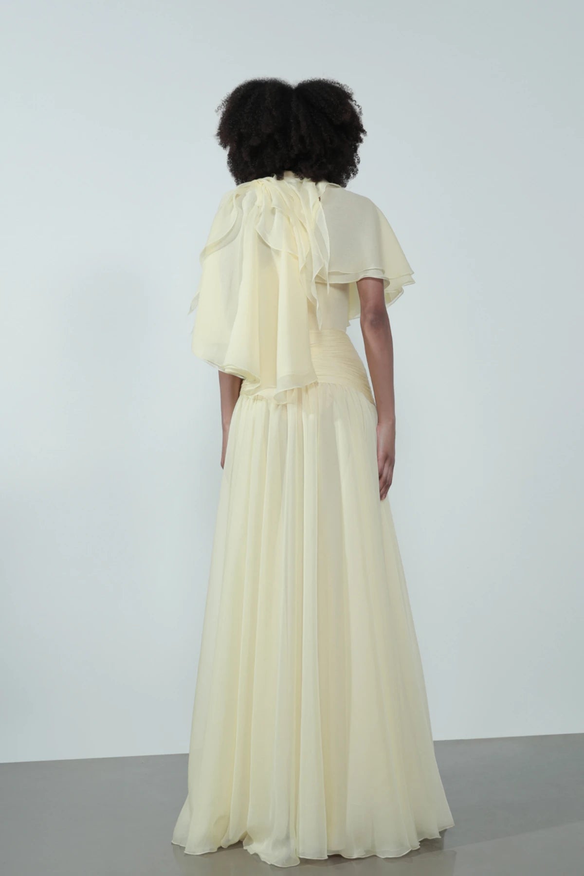 Mock-Neck Cape-Style Cap-Sleeve Top and Waist-Knot Skirt Two-Piece Set