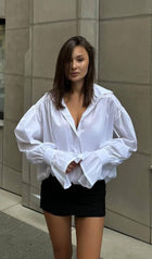 Solid Lantern Sleeve Shirt Top