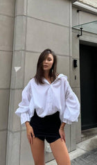 Solid Lantern Sleeve Shirt Top