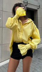 Solid Lantern Sleeve Shirt Top