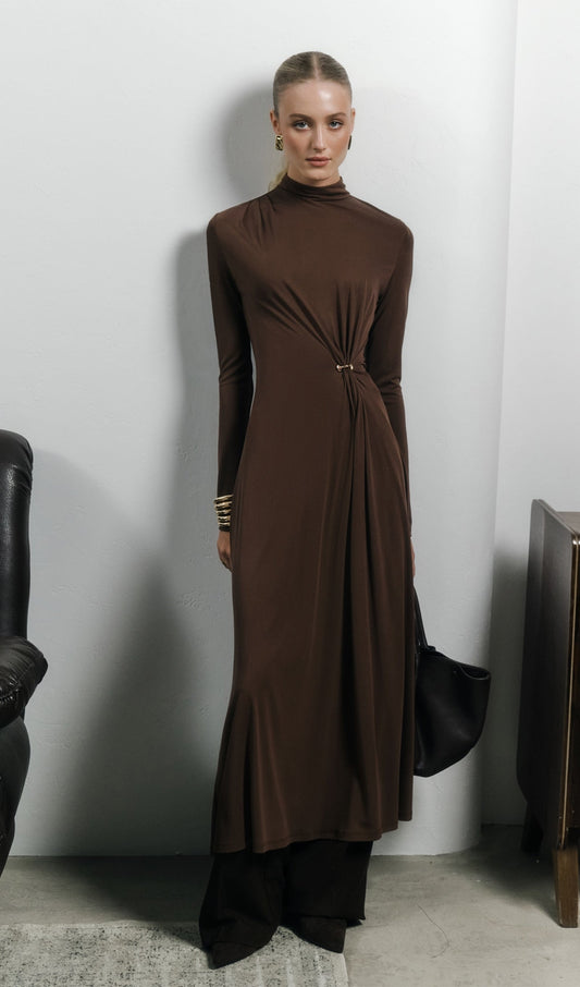 Jersey Metallic Decor Maxi Dress