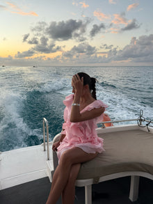 V-Neck Off-Shoulder Layered Ruffled Sleeveless Mini Dress