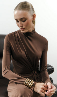 Jersey Metallic Decor Maxi Dress