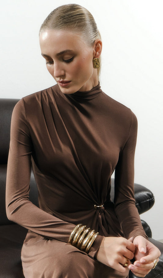 Jersey Metallic Decor Maxi Dress