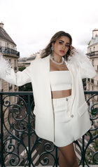 Single Breasted Buttons And Feathers Jacket