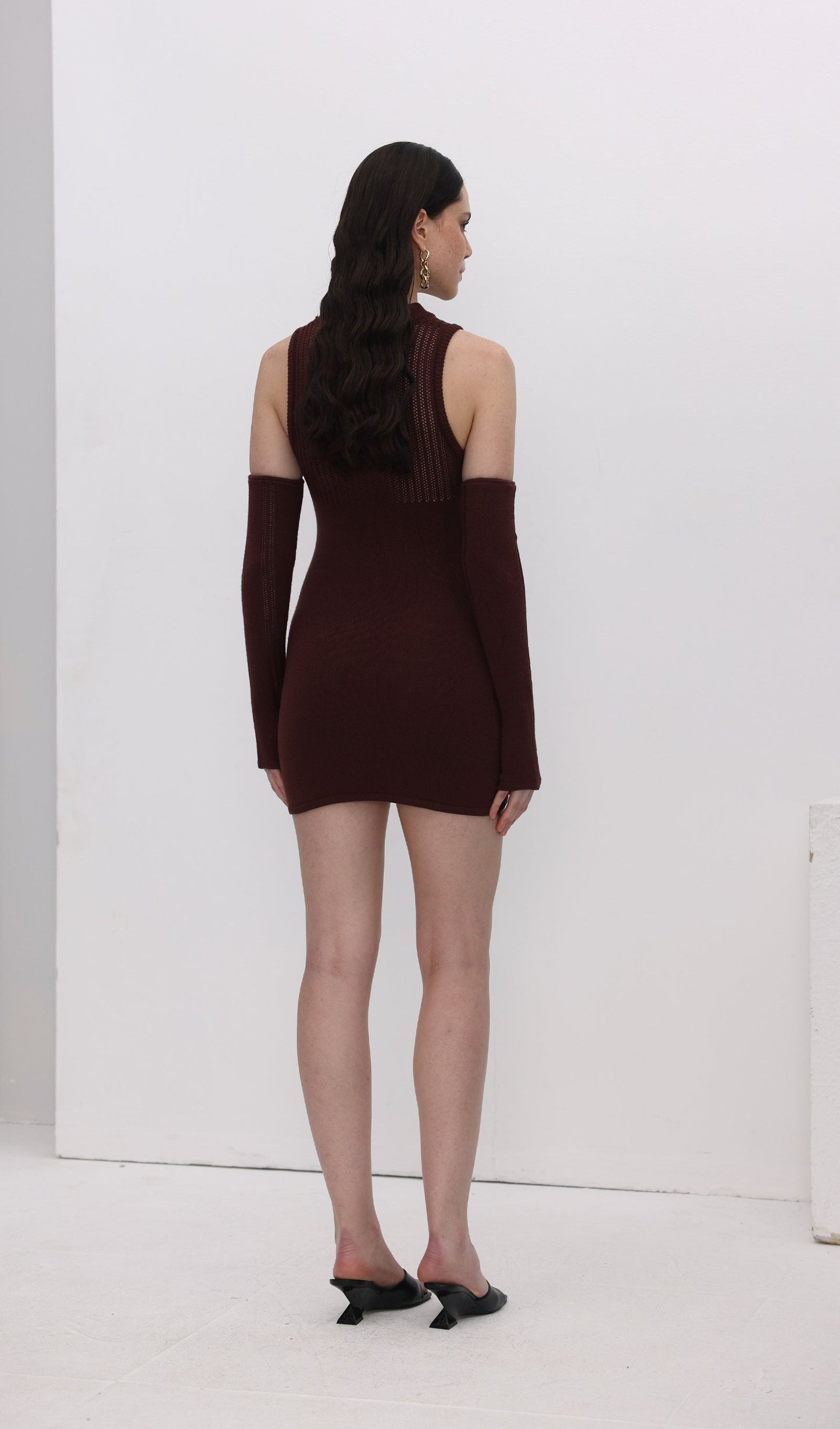 Stretchy Mini Knit Dress Included Sleeves