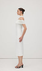 Asymmetric Off Shoulder Midi Dress