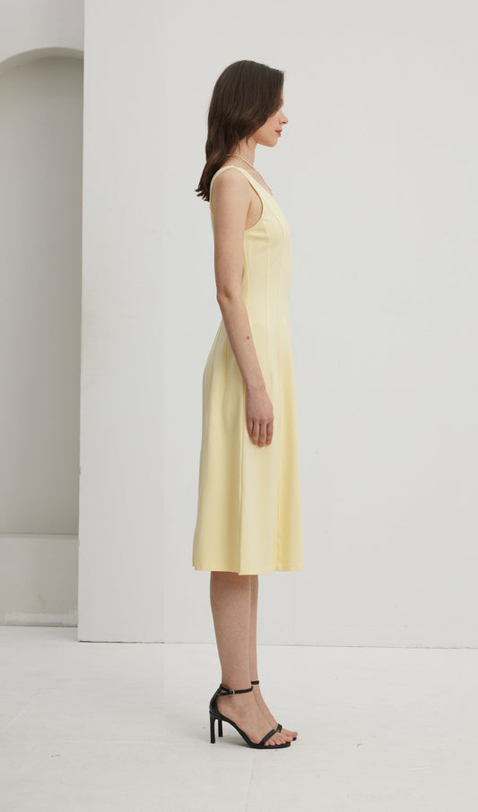 Pleated Split Midi Dress