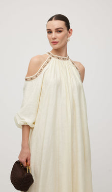 Embroidered Off Shoulder Midi Dress