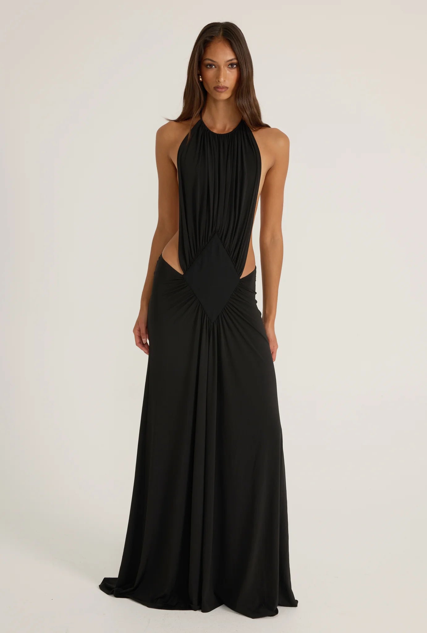 Crew-Neck Halter-Tie Backless Resort Dress