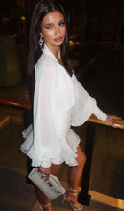 Solid Lantern Sleeve Mini Dress