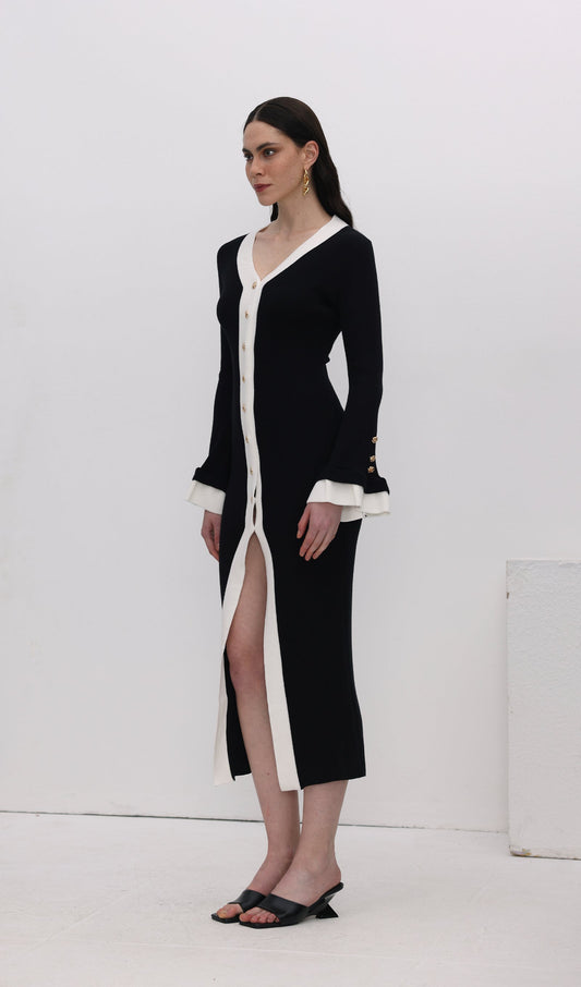Knitted Contrasting Cuffs Maxi Dress