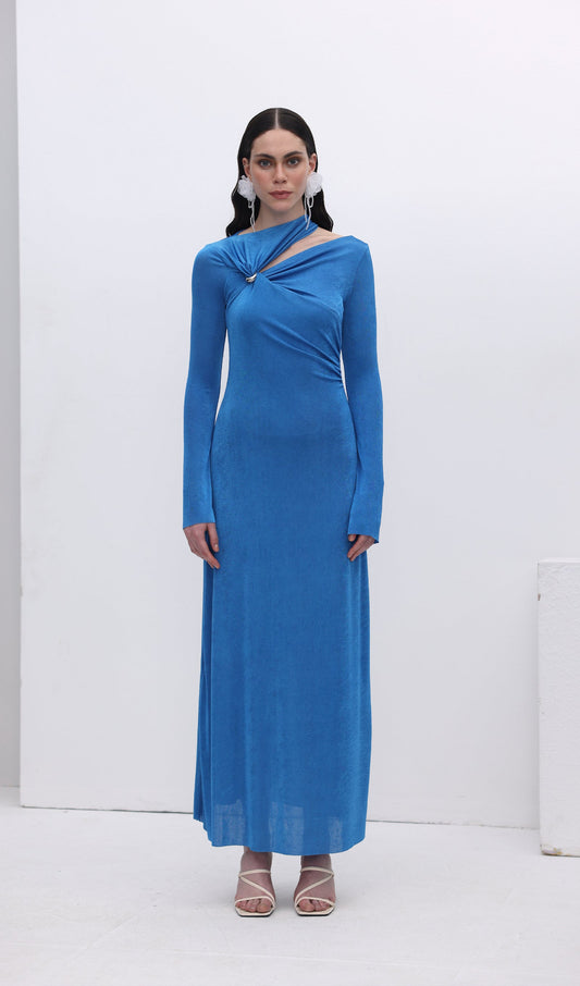 Hollow Out Metallic Decor Maxi Dress