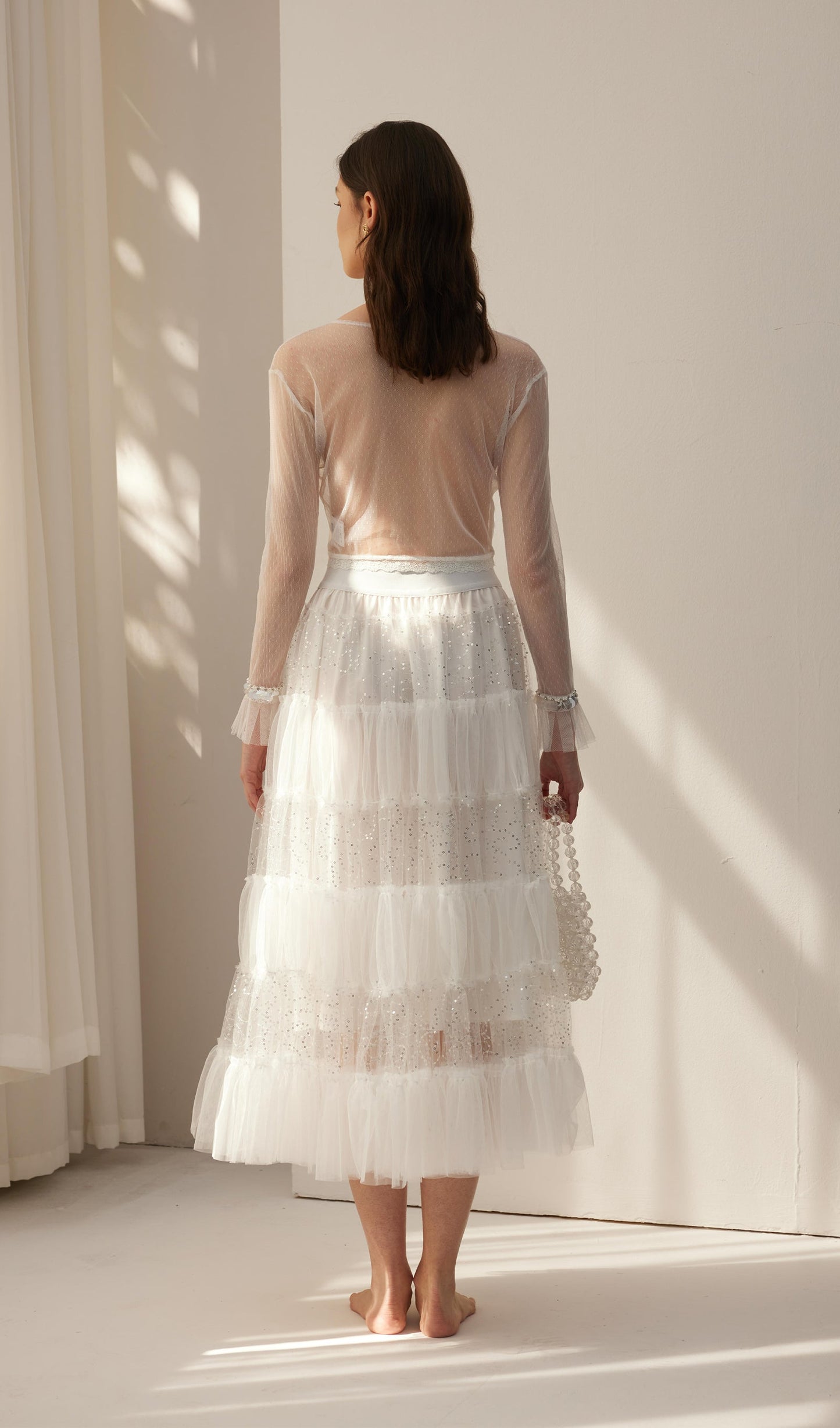 Lace Pleated Panel Skirt