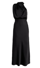 Asymmetric Satin Midi Dress