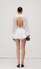 Solid Lantern Sleeve Mini Dress