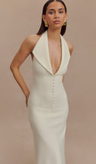 Crepe Halter Midi Dress