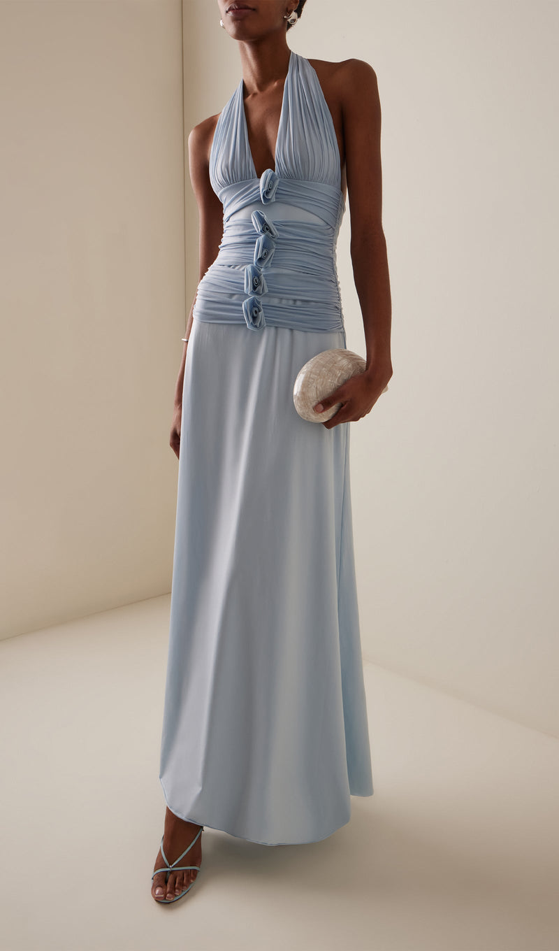 Halter Neck Backless Bodycon Maxi Dress