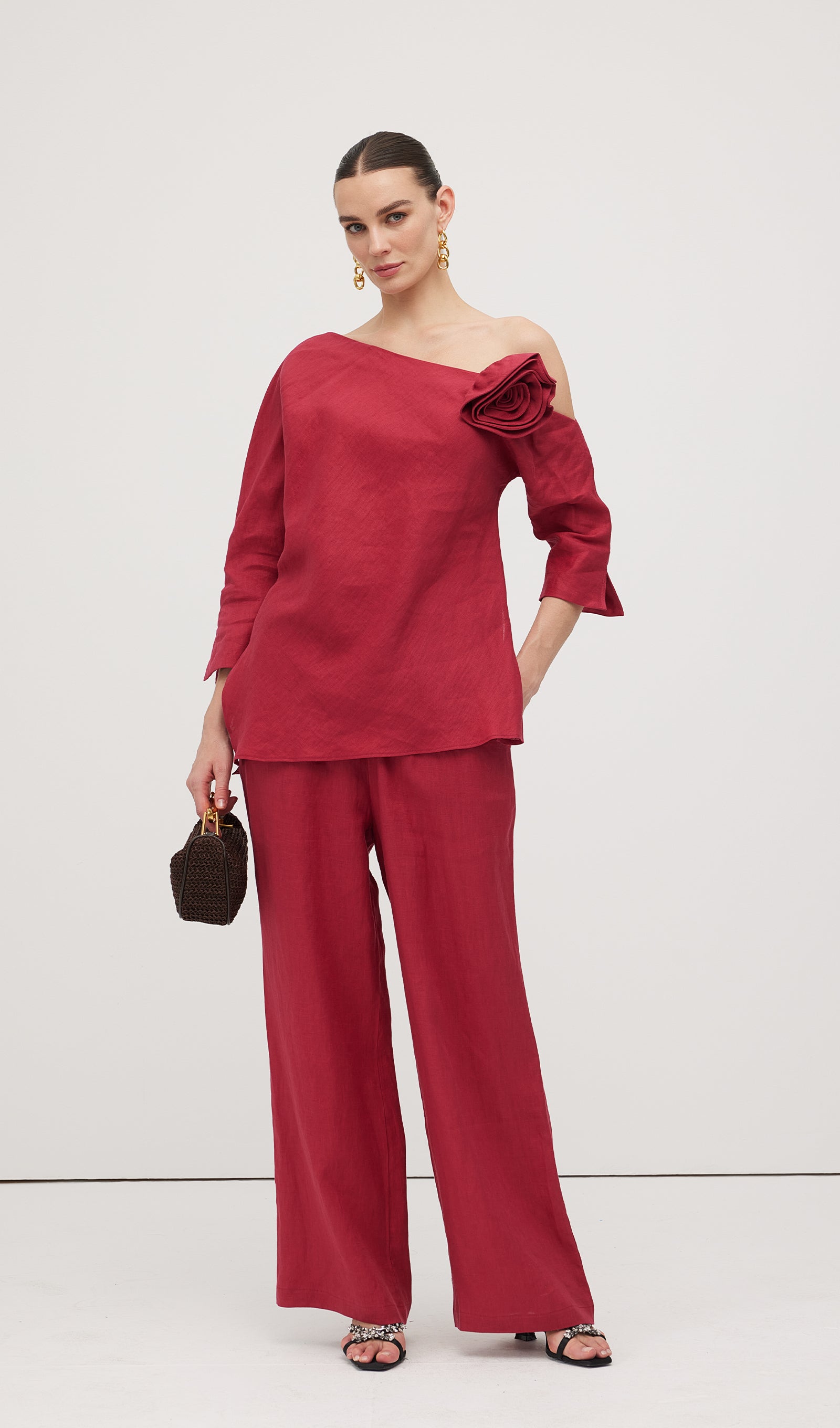 Linen Rose Trousers Suit