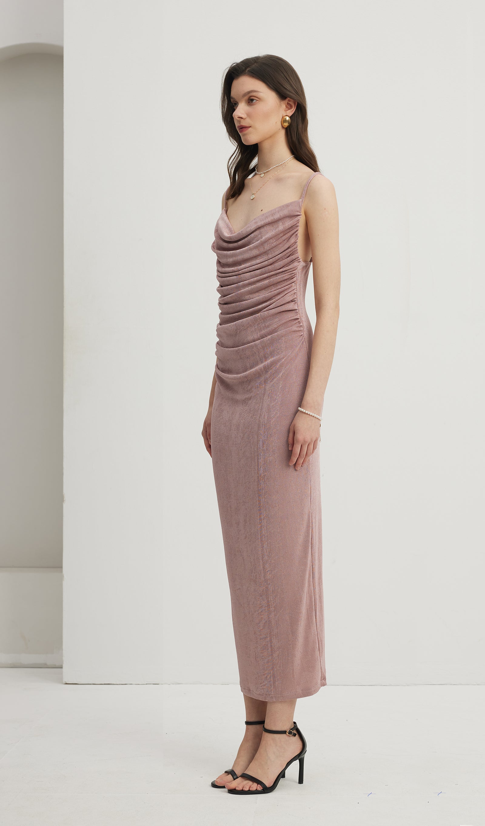 Gathered Draped Maxi Dress