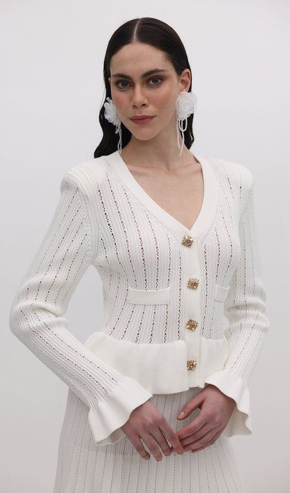 Hollow Ruffle Knite Mini Dress