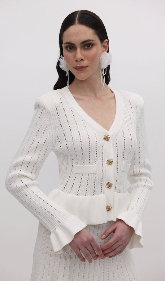 Hollow Ruffle Knite Mini Dress
