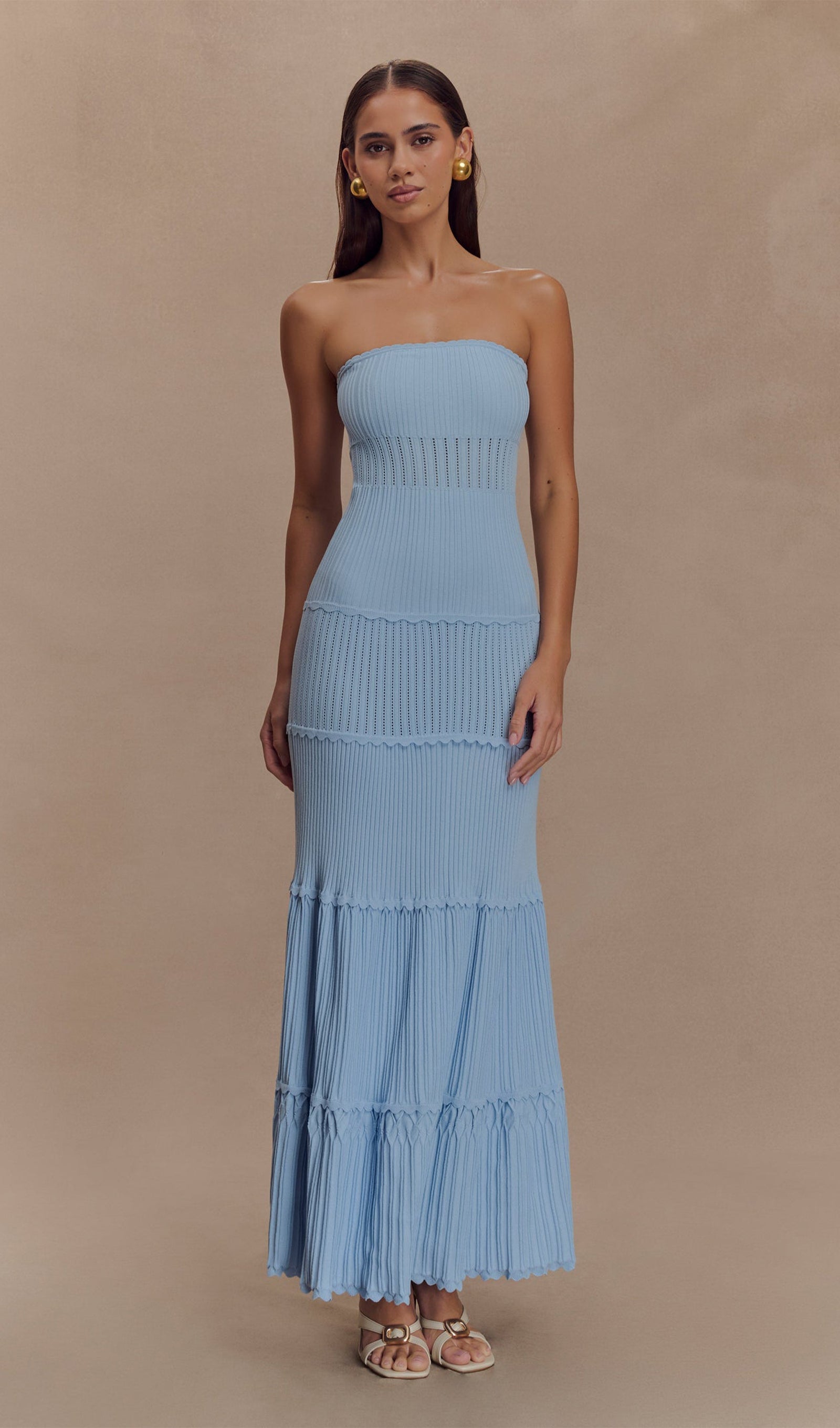 Pointelle Knit Maxi Dress