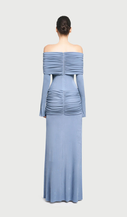 Jersey Draped Off-shoulder Maxi Dress