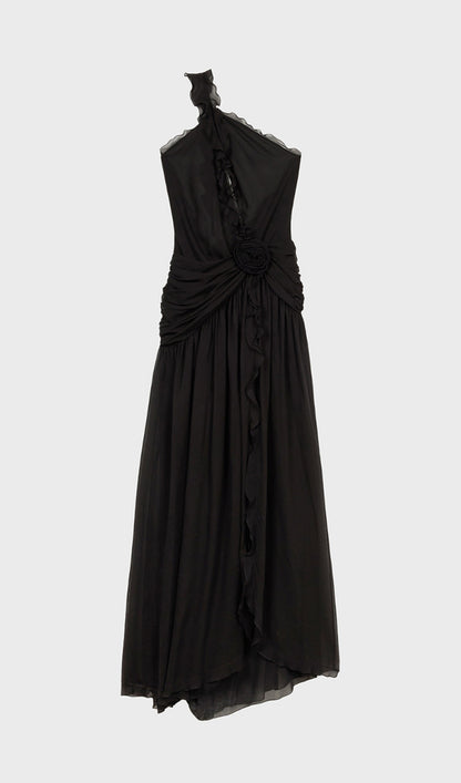 One Shoulder Ruffled Maxi Dress