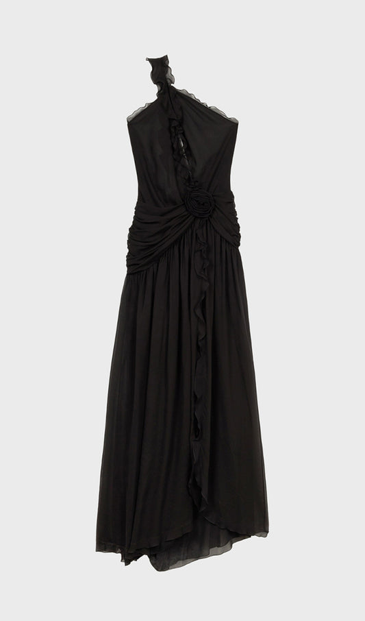 One Shoulder Ruffled Maxi Dress